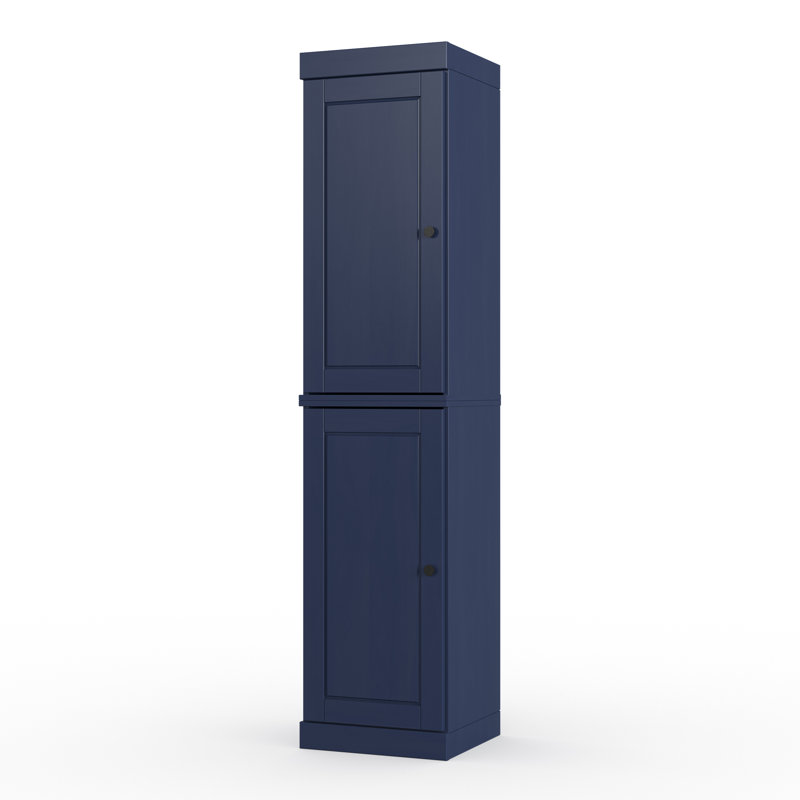 Palace Imports 100% Solid Wood Bathroom Storage Cabinet, Raised Panel Doors, Adjustable Shelves, 16.5" Wide, 71.5" Tall, Navy