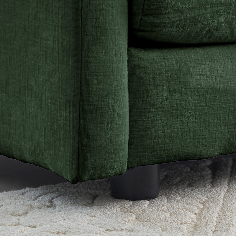 Canapé pour causeuse moderne en tissu de grande taille à 2 places avec 4 coussins, chenille, Vert