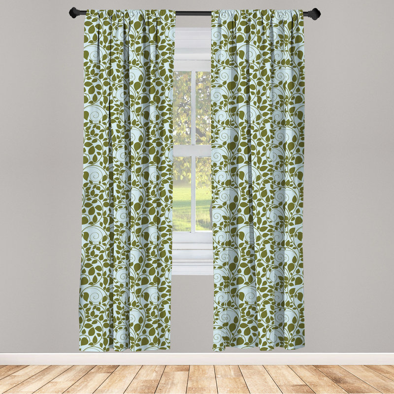 Leaves Floral Semi-Sheer Rod Pocket Curtain Panels, 28" x 84"