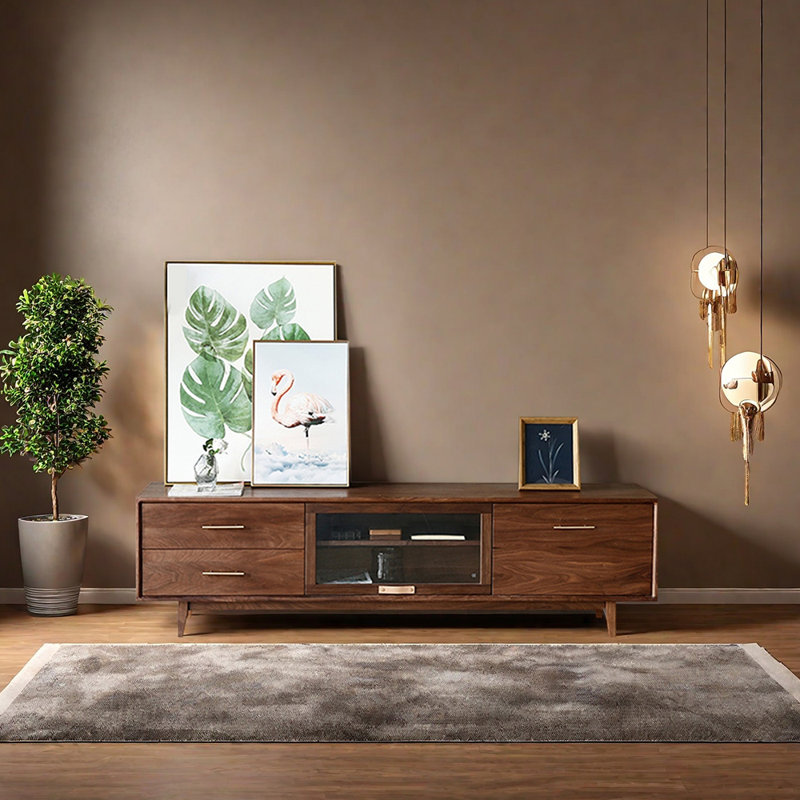 Meuble télé nord-américain en noyer noir, H 21,65 po x L 62,99 po x l 17,71 po