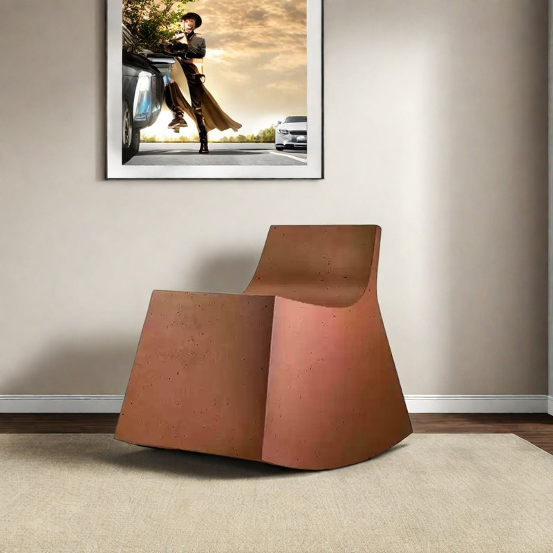 Chaise berçante élégante en PRF, Brun-roux