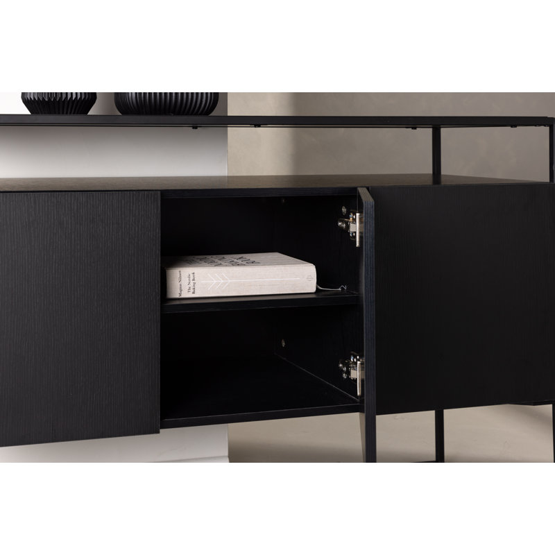 Lakila 3 -Door Accent Cabinet, Black/Grey