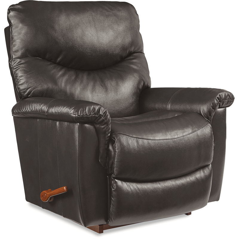 Fauteuil inclinable manuel berçant en cuir James, Cuir assorti gris anthracite