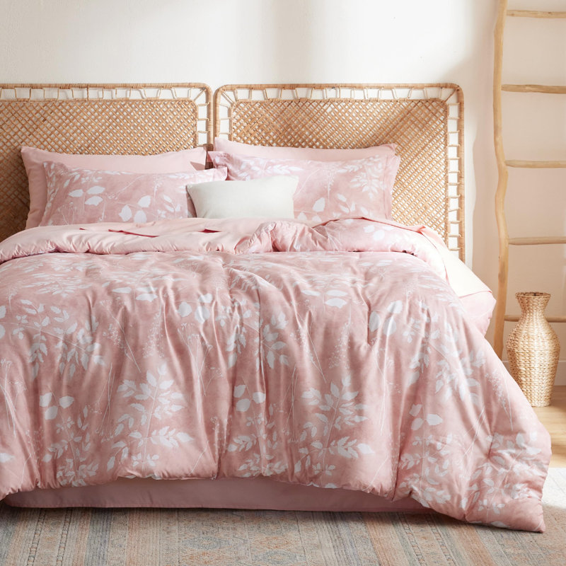 Couvre-lit dans un sac - Motif floral et végétal réversible imprimé d'édredons, de draps, de taies d'oreiller et de taies décoratives, 89 g / m²
