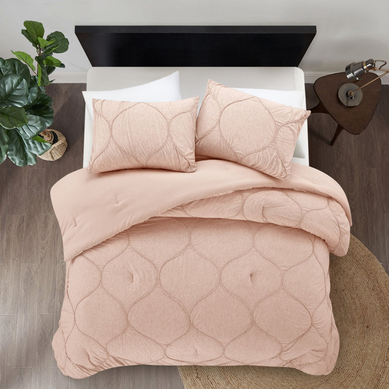 Ensemble d'édredon en duvet lavable 180 fils Blush Polyester, Très grand lit