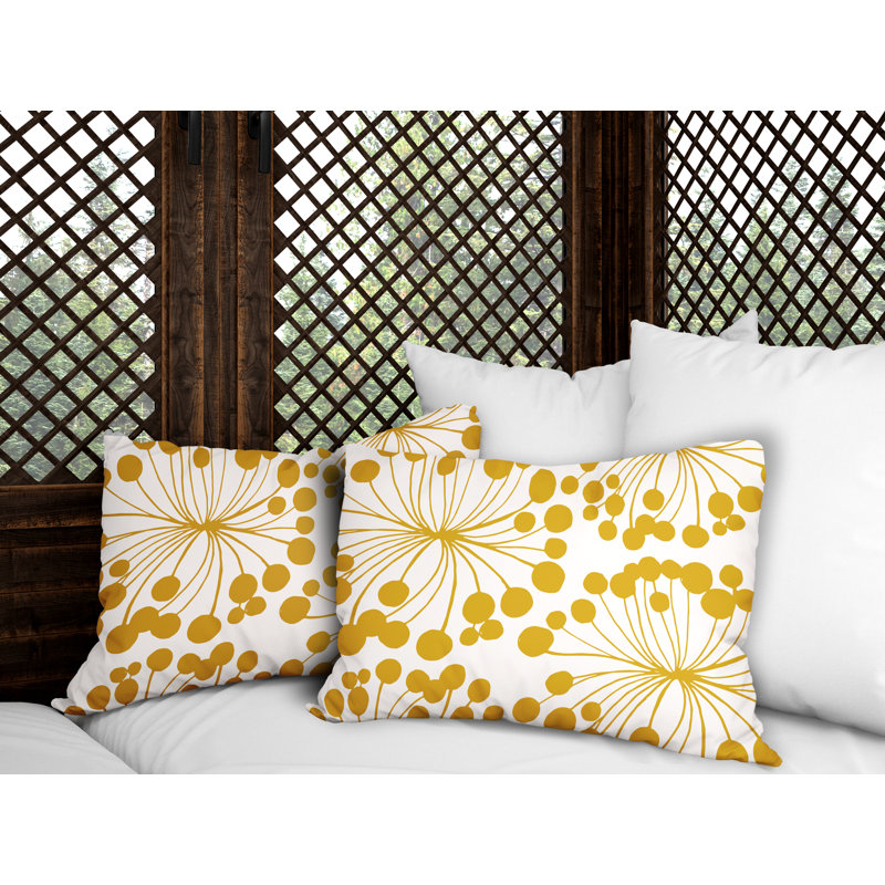 Polyester / Mélange de polyester Housse de coussin rectangulaire intérieure / extérieure lombaire et insert, Jaune