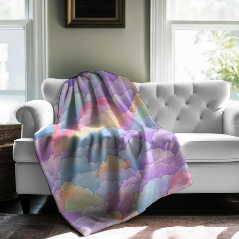Nuage coloré - couverture de qualité supérieure 1 pièce, Grand lit