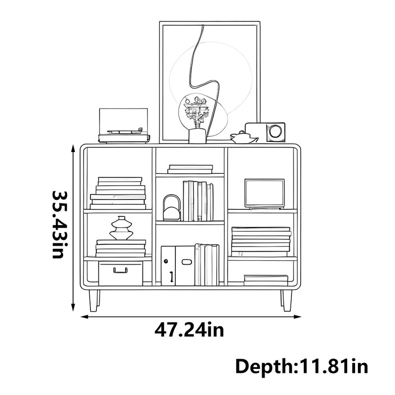 Popular Classic Storage Bookcase, Dark brown