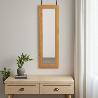Armoire pour armoire à bijoux en bois massif avec miroir pleine grandeur, verrouillable au mur 47,5 x 14,3 po avec lumière DEL