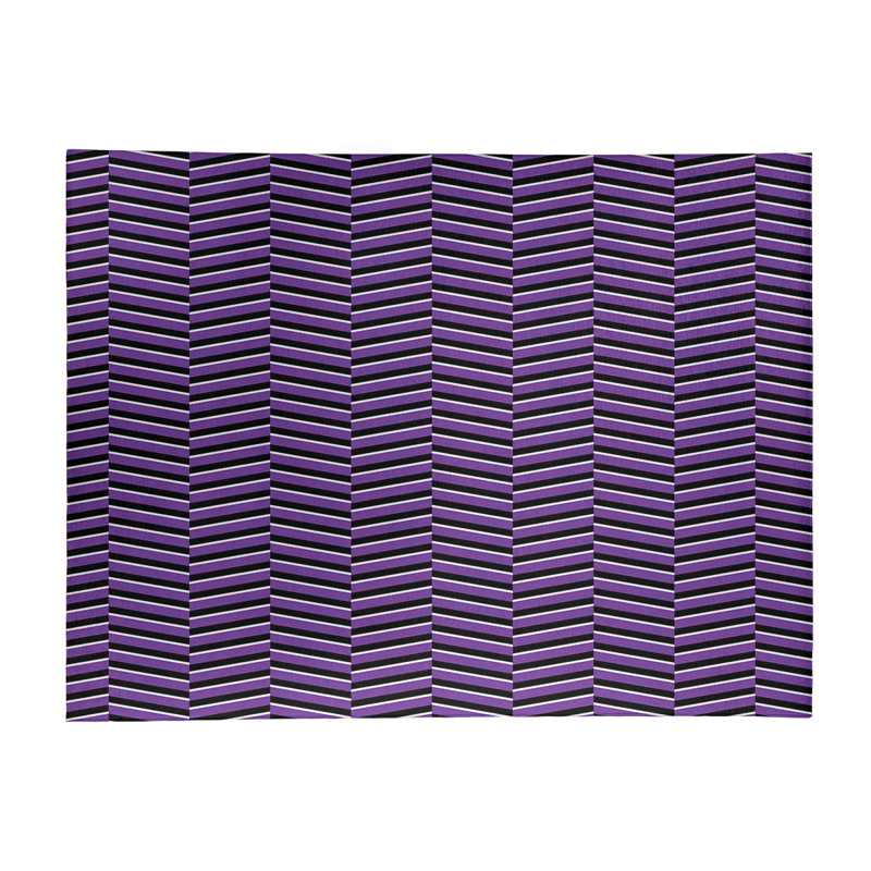Tapis mauve/noir à rayures fractures, Rectangle 9 pi x 12 pi