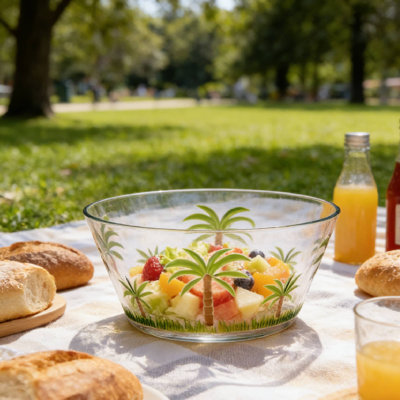 Bols de service en acrylique Palm Tree, sans BPA pour la soupe de salade