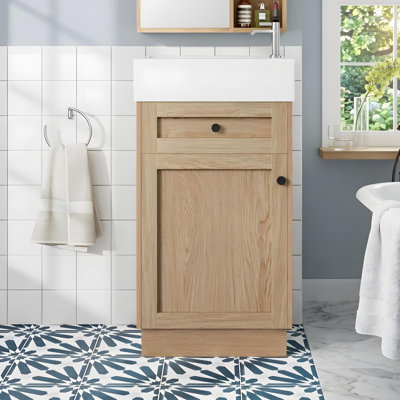 18.5" bathroom vanity with sink, 1 door, and adjustable shelves