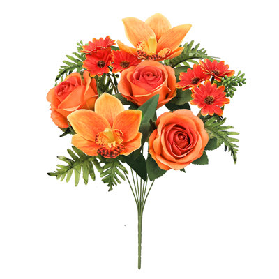 Bouquet de tiges de fleurs artificielles et orchidées roses