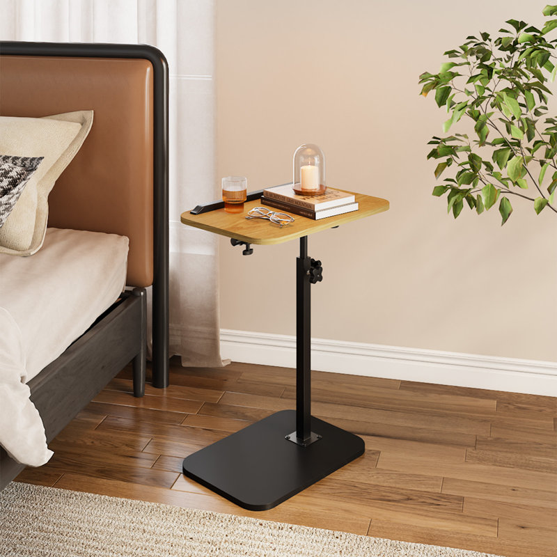 Tray Top Pedestal End Table, Yellow/Black