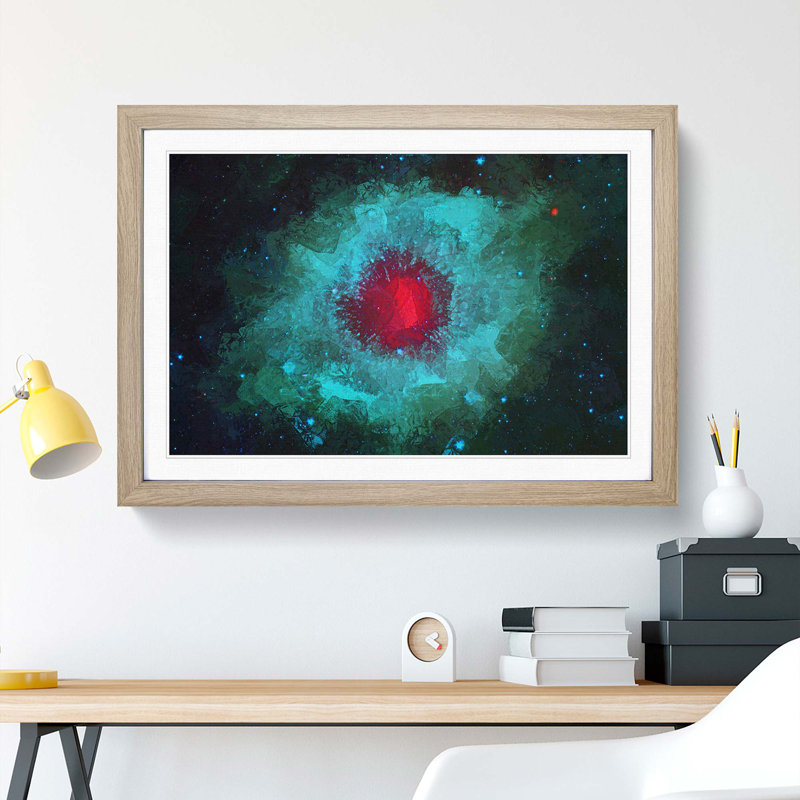 Out of Space Vol.20 in Abstract - Picture Frame Graphic Art Print, 62cm H x 87cm W x 2cm D, Oak Framed