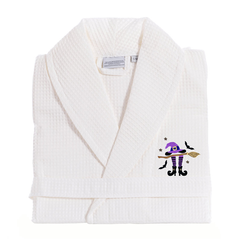 Peignoir brodé The Holiday Aisle® 100% coton unisexe gaufré, TG