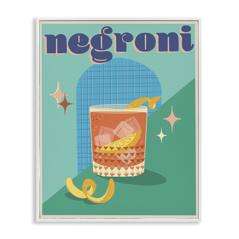 Estampe numérique classique rétro de Negroni par Jo Reid, Estampe numérique encadrée blanc bord de mer, H 30 po x l 24 po