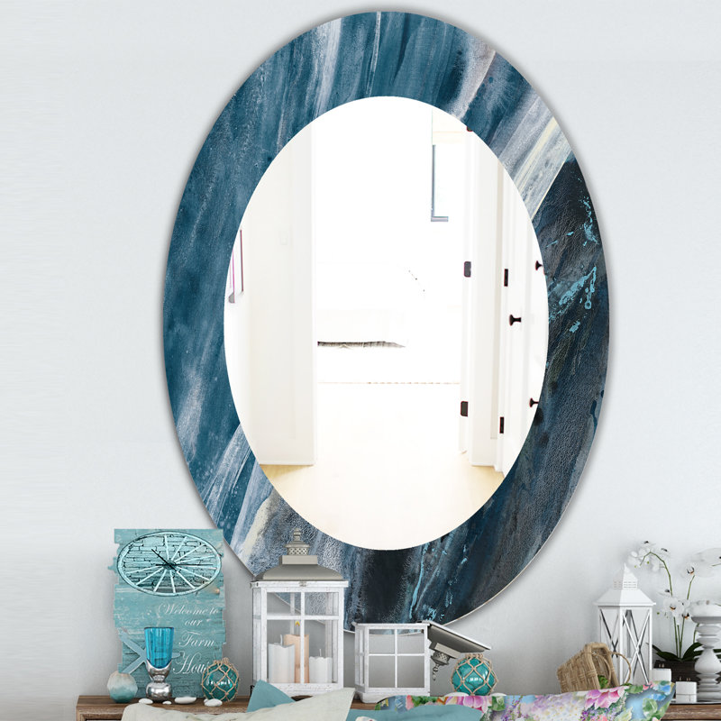 Splash Blue Indigo Wall Mirror, Printed Modern - Splash Blue Indigo, 31.5" H x 23.7" W