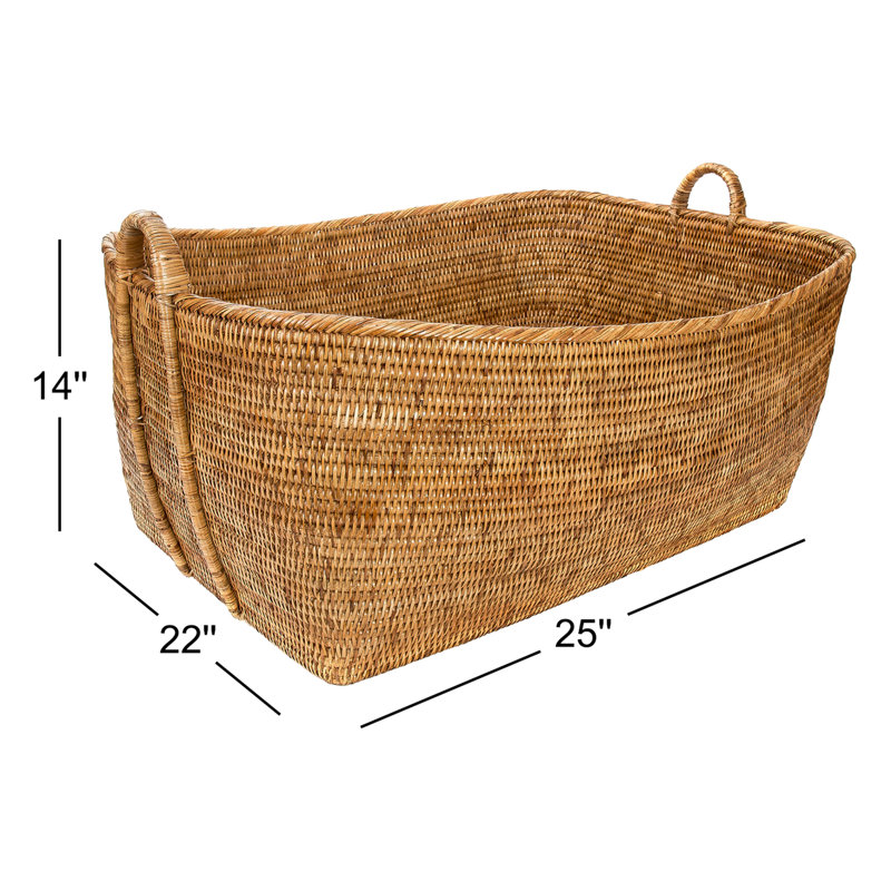 Panier en rotin Thelma, Brun miel, H 14 po x l 25 po x P 22 po