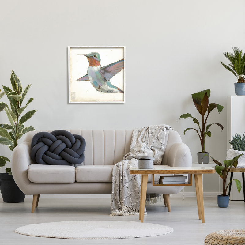 Colibri en vol par Stacy Daguiar, Giclée encadrée blanc bord de mer, H 24 po x l 24 po x P 1,5 po