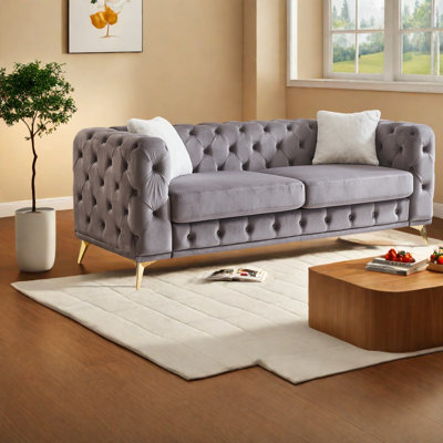 Canapés à compression, canapé Chesterfield moderne en velours de 82,5 pouces pour la maison