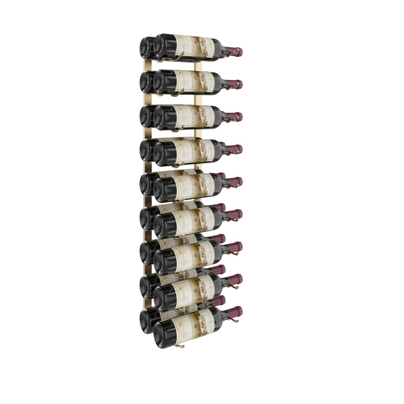 Support à vin en métal doré 18 bouteilles Indurial - 36 po de hauteur, Bronze doré, 36"H x 13"W x 8.5"D