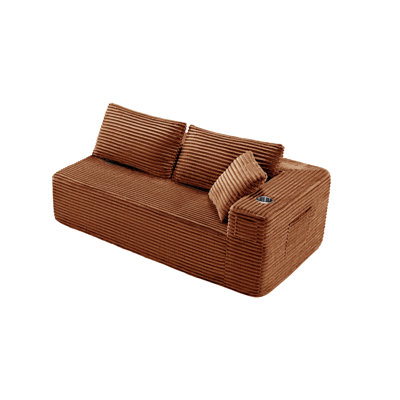Boneless 71" Wide Modern Open End Compression Sofa With Left Armrest Deep Seat Asymmetric Design