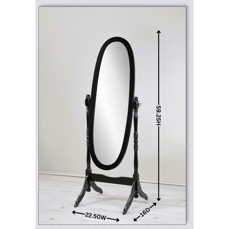 Miroir de plancher traditionnel en bois de style reine Anna, finition argent, Argent argent