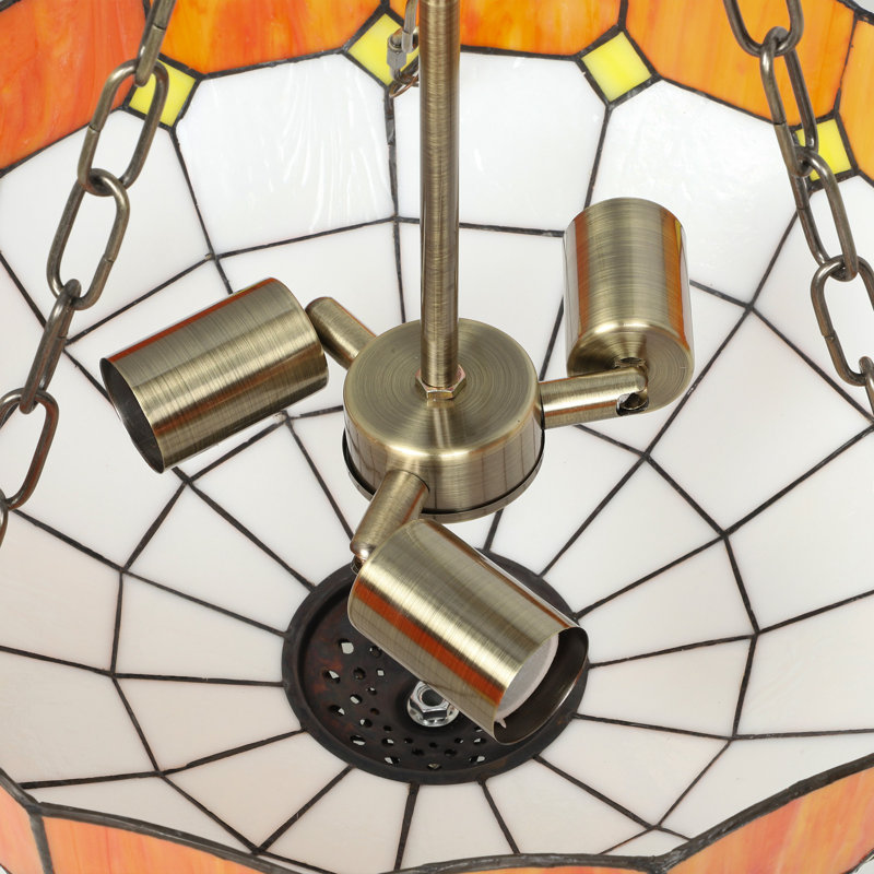 Tiffany Glass Flush Mount, White/Orange
