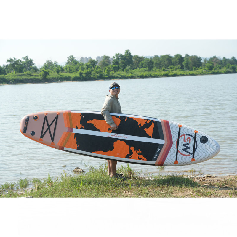 Planche de pagaie debout gonflable 11 pi x 34 po x 6 po avec accessoires, Noir / Orange