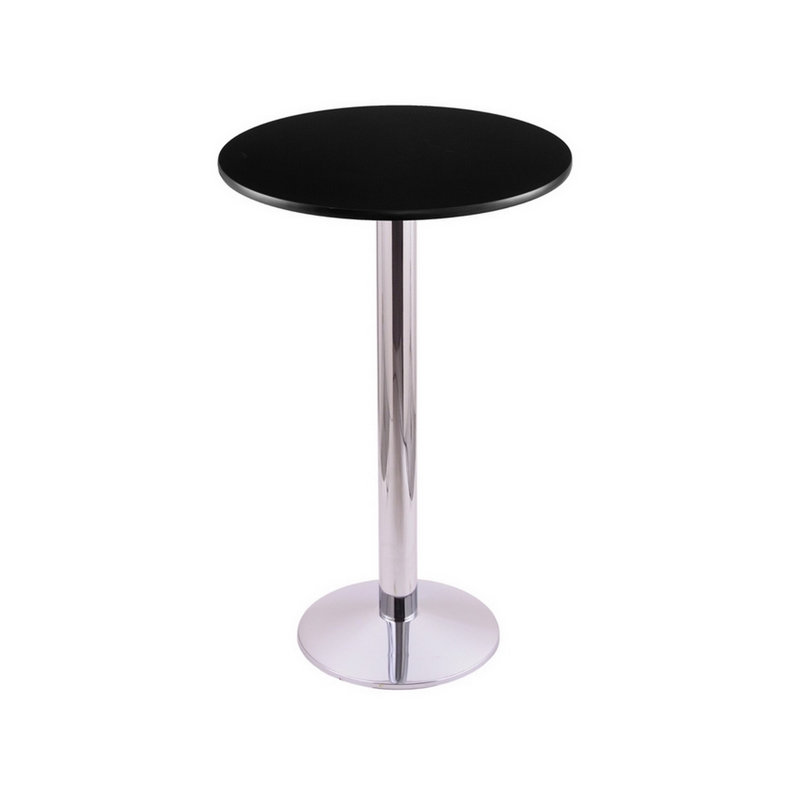 Table piédestal, L 24 po x L 24 po, Chrome, Hauteur de comptoir (hauteur de 36 po)