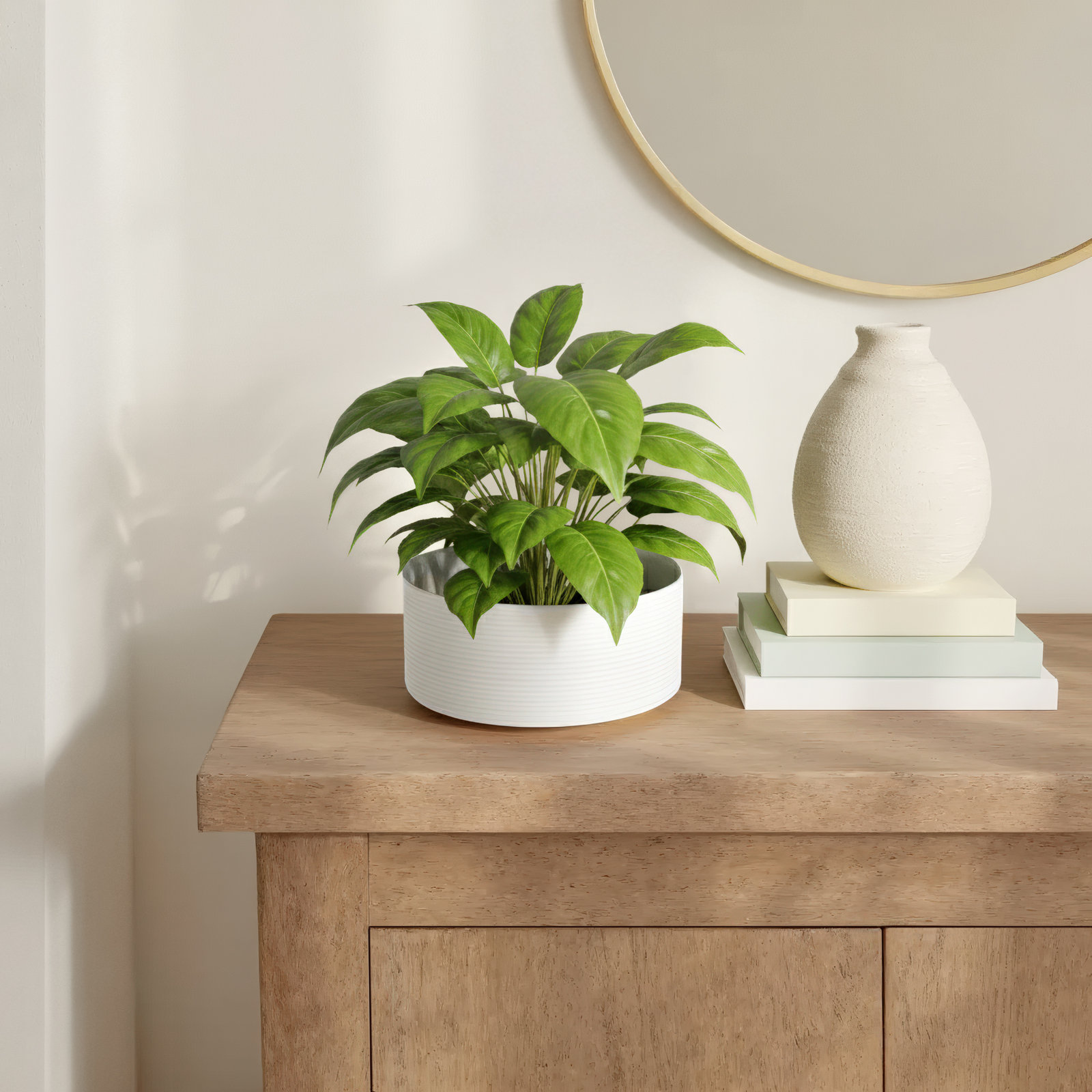 Canella Handmade Ceramic Pot Planter, 4" H x 9" W x 9" D