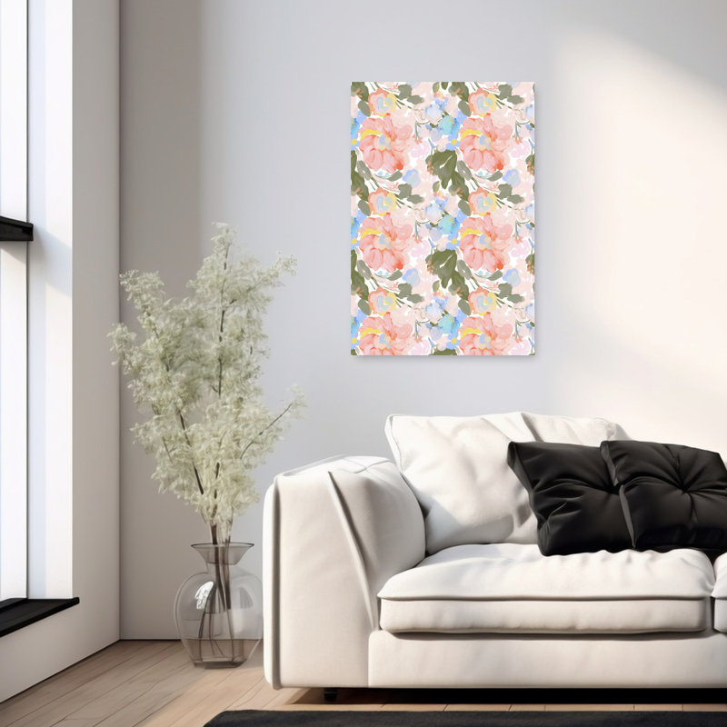 Douce aquarelle abstraite, nature délicate, printemps, art mural, 36" H x 24" W