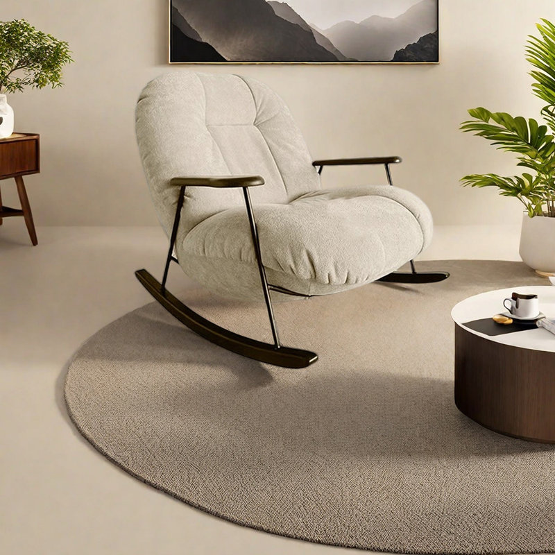 Chaise berçante élégante en flanelle pratique, Beige