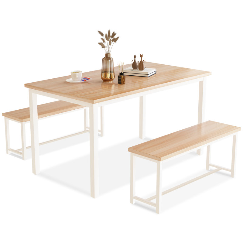 Blomkest 4 - Person Four Leg Dining Set, Beige/White, White, Beige