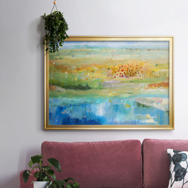 " Moving On ", Gold Closed Corner Framed Canvas, 14" H x 20" W x 1.5" D