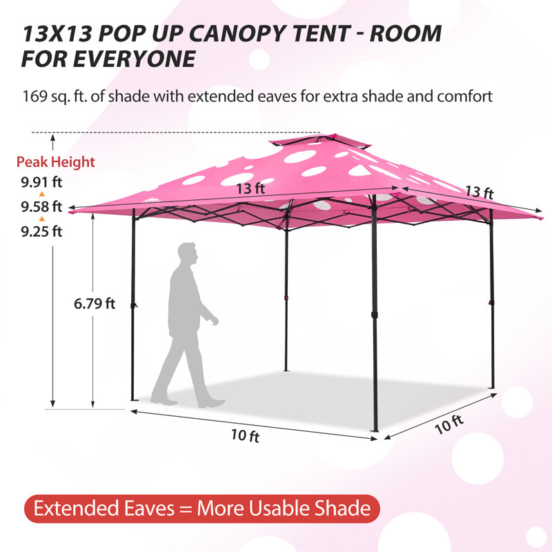 Pavillon escamotable 13 pi L 13 pi. Auvent extérieur en acier D, Pink Mushroom