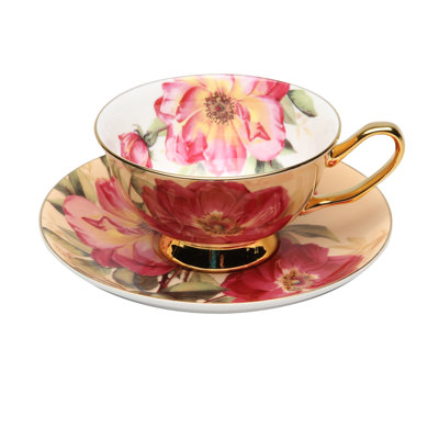 Ensemble de soucoupe Bone China Golden Bloom