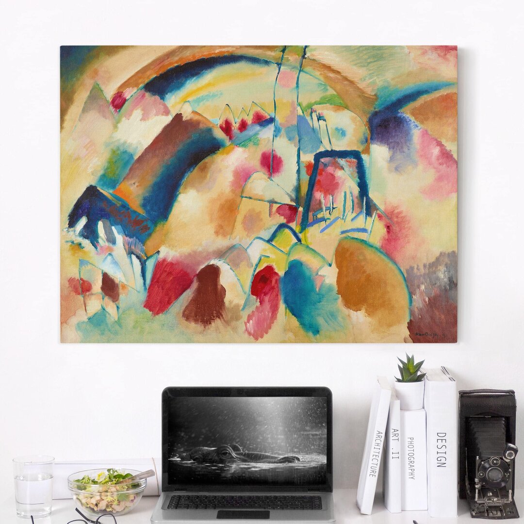 Leinwandbild - Wassily Kandinsky - Landschaft Mit Kirche (Landschaft Mit Roten Flecken I) Rechteck 1302