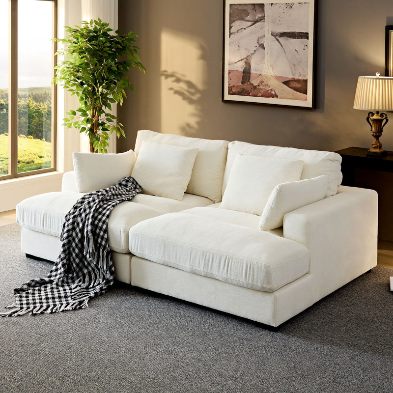 Canapé-lit à accoudoirs carrés 90 po, Beige