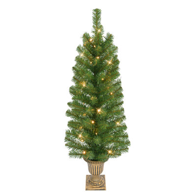 Set of 2 Artificial Battery-Operated Pre-Lit Potted Christmas Trees
