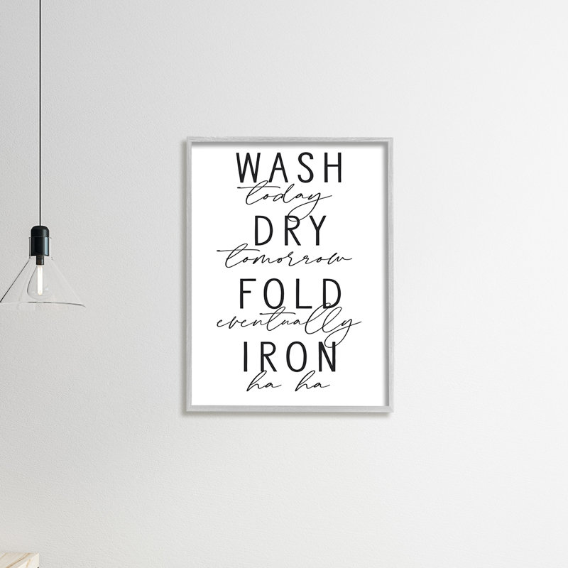 «Wash Dry Fold Iron», Estampe numérique Farmhouse, H 14 po x l 11 po