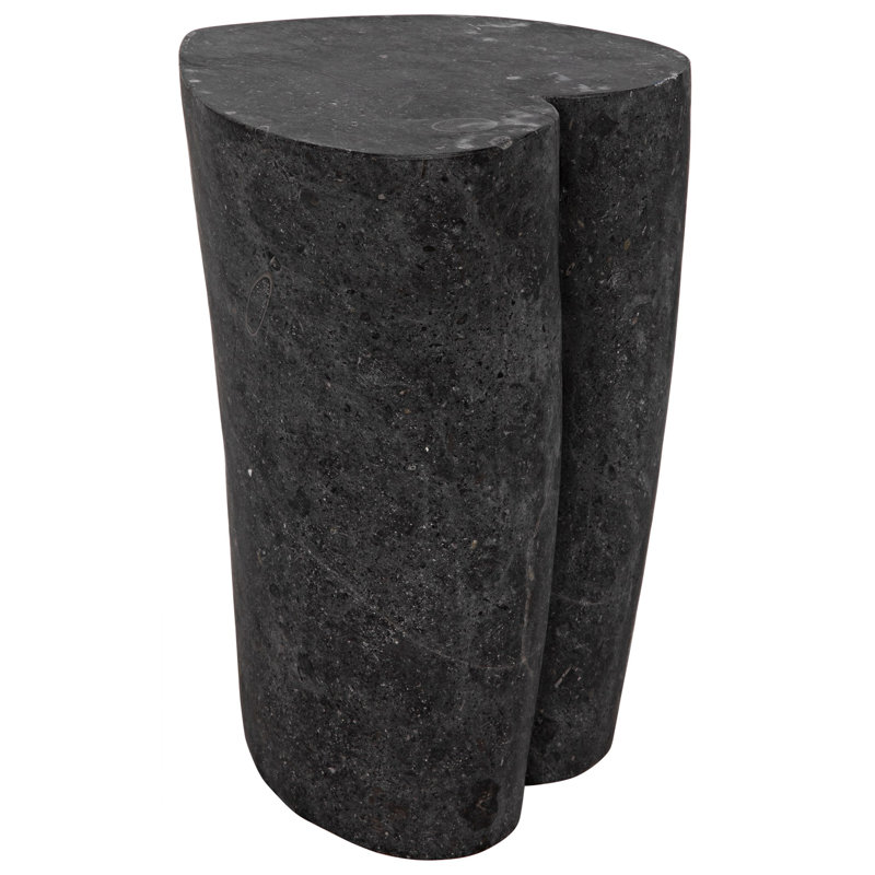 Noir Heart 18" Geometric Black Marble Block End Table