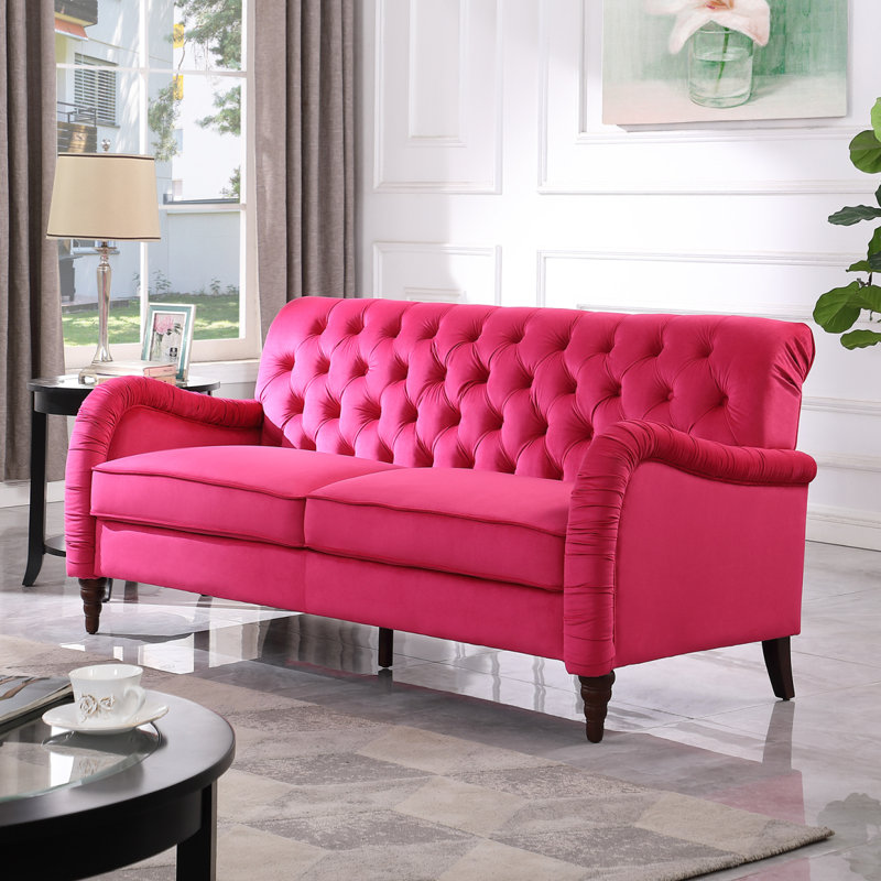 Canapé moderne à 3 places Chesterfield, Rose Red