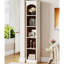 Bibliothèque d'angle moderne 70,86 "à 5 niveaux blanc et chêne pour salon, bureau, chambre à coucher