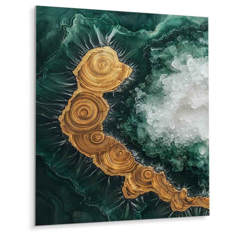 «Bold Forest Landscape Path Of The Emerald River IV» - Décoration murale forêt en métal, H 20 po x l 12 po
