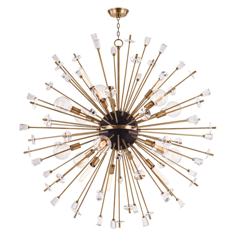 Lustre spoutnik à 6 lumières Liberty, Laiton vieilli, H 46 po x l 46 po x P 46 po