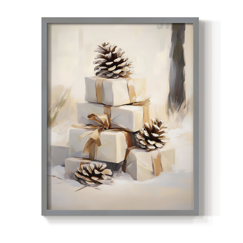 Art des Fêtes de Noël - Série 2 - CECXI, reproduction encadrée - bois massif, H 15 po x l 12 po, Gris
