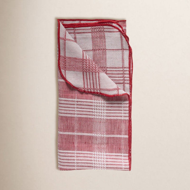 Carolina Linen Blend Plaid Square Napkin, Classic Red