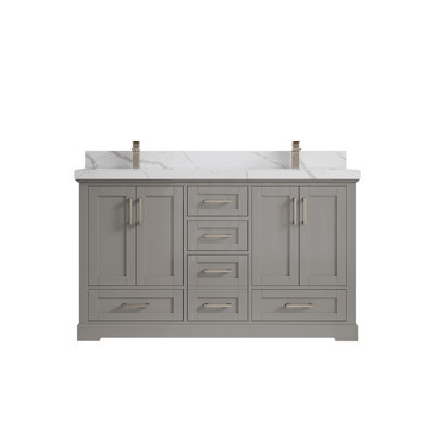Esin 60'' Double Bathroom Vanity with Carrara Marble Top